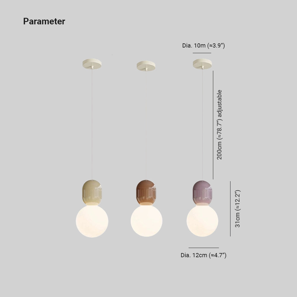 Morandi Modern Minimalist Spherical Glass/Metal Pendant Light, Multi
colour